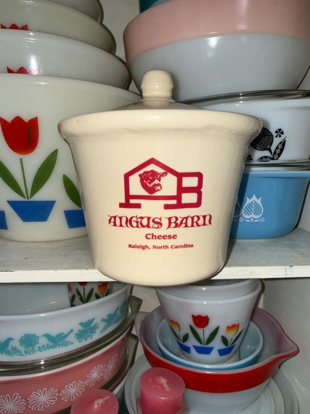Cream colored stoneware Cheese Crock - Raleigh, North Carolina